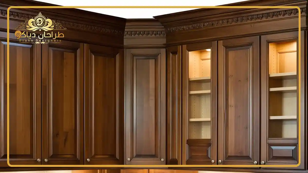 کابینت سنتی چوبی به رنگ تیره