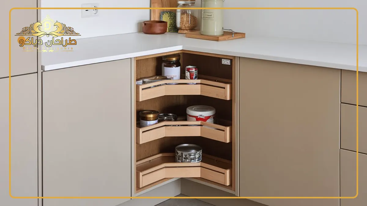 کابینت کنج زمینی به رنگ بژ