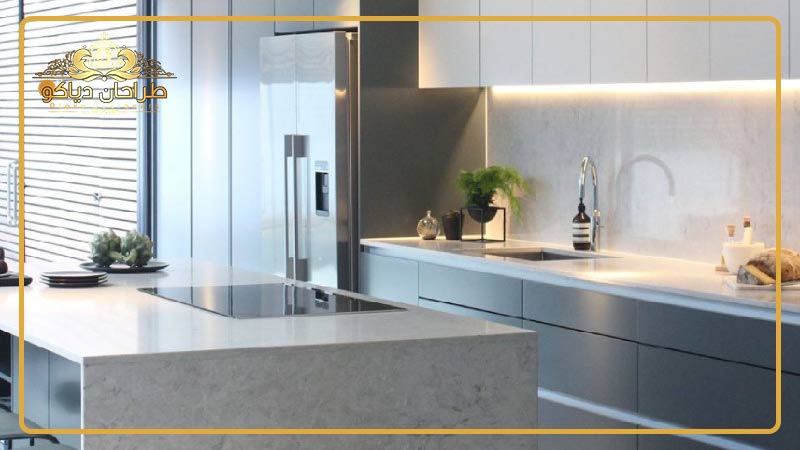کابینت های گلاس برفکی سفید و طوسی